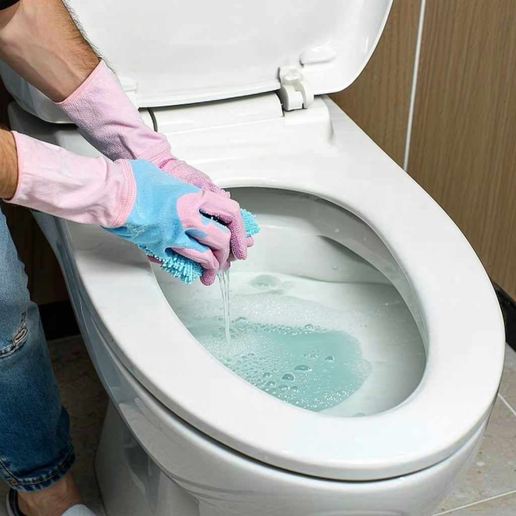 scrubbing the toilet from top to bottom-1
